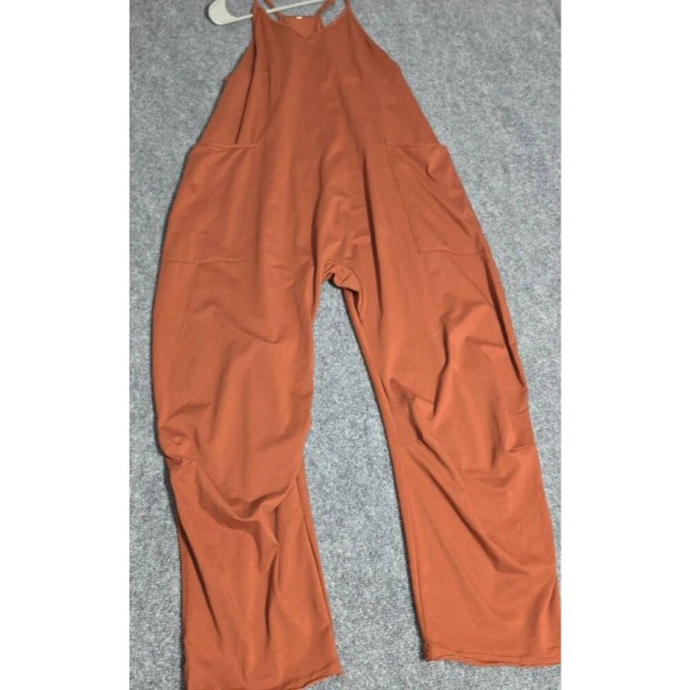 Women’s Rust Orange Wide Leg Jumpsuit Romper Size Small